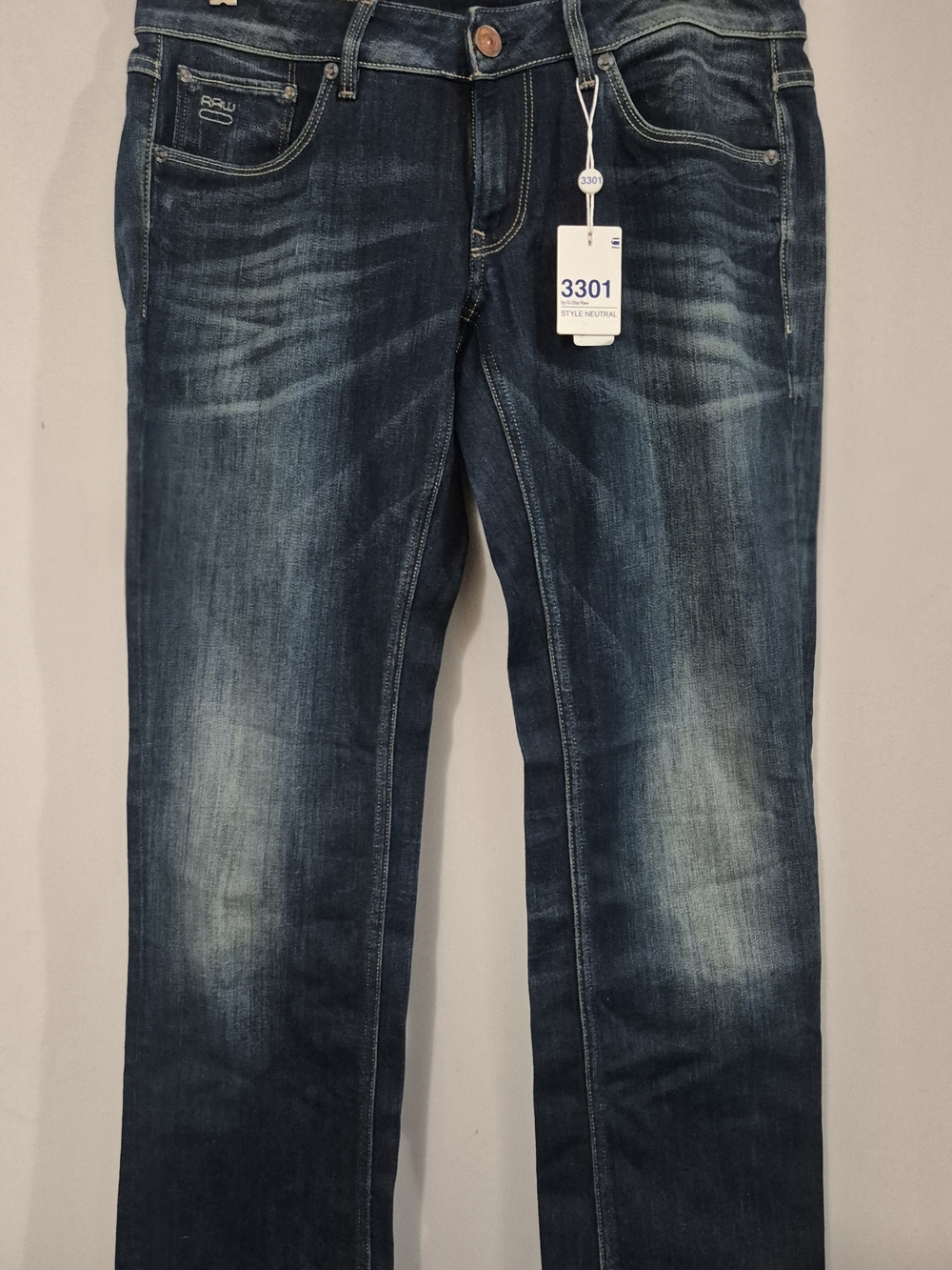G-Star 3301 Slim Straight Jeans in Dark Blue Wash